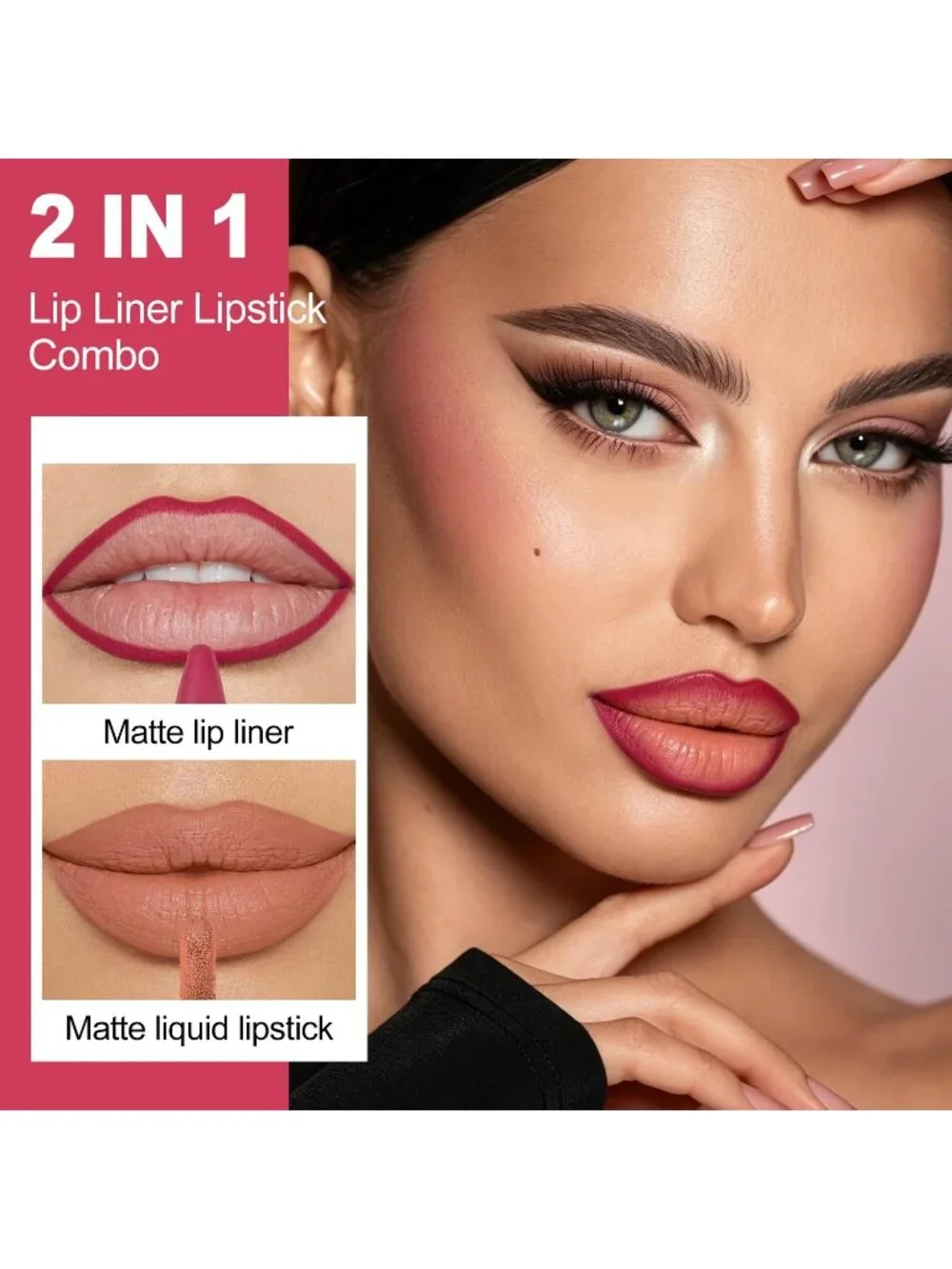 Women's LGA02 2-in-1 Long Lasting Ombre Lips Double-Ended Matte Liquid Lipstick